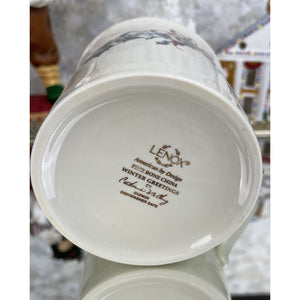 Winter Greetings Mug by Lenox, Vintage Fine Bone China Coffee Cup, Christmas Decor, Holiday Dishes, Xmas Collectable