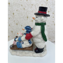 Load image into Gallery viewer, Christmas Snow Family Sledding figurine by Youngs Inc. 1996