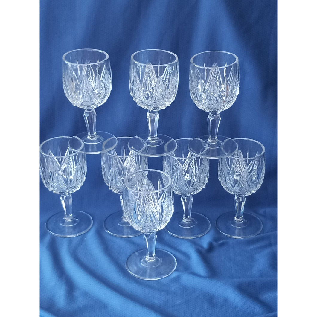 American Brilliant Period Coral Gables Pattern Aperitif Glasses, Set of 8 Cordial Stemware