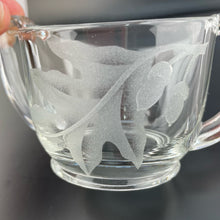 Load image into Gallery viewer, Vintage Oak Leaf Etched Glass Sugar Dish Trophy Handled Leaf and Acorns Sugar