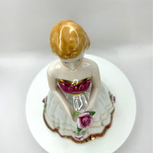 Load image into Gallery viewer, Vintage Porcelain Luster Girl Figurine, Ball Gown with Rose Details
