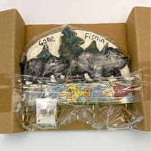 Load image into Gallery viewer, Gone Fishing Ceramic Black Bear Keyring Holder By Blue Sky Clayworks