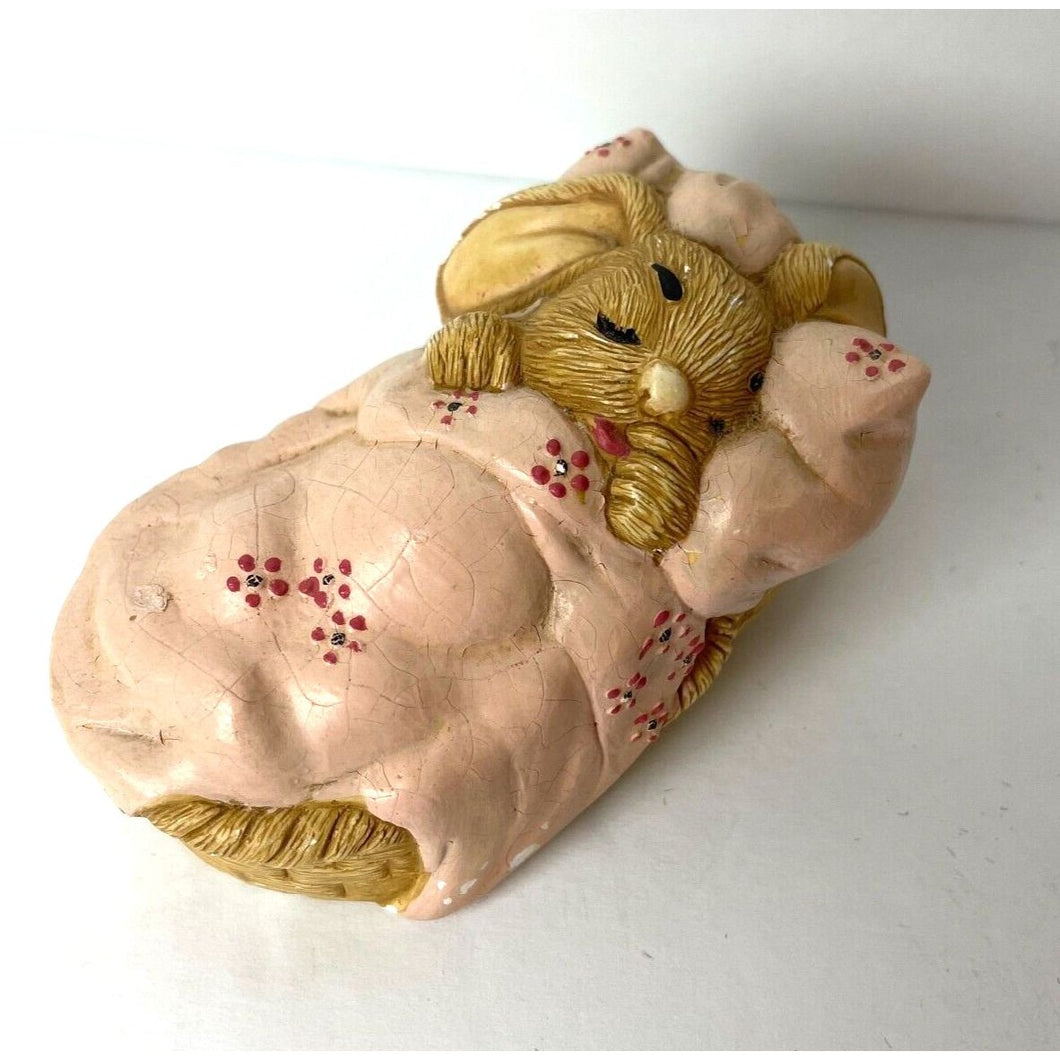 Vintage Pepiware Rabbit Bunny Figurine - CHERUB, Hand Painted Stoneware