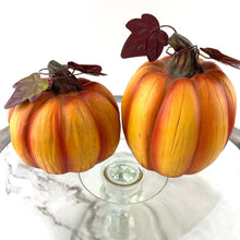 Load image into Gallery viewer, Fall Sentiment Pumpkins, Thanksgiving Fall Decoration Give Thanks Welcome Set of 2