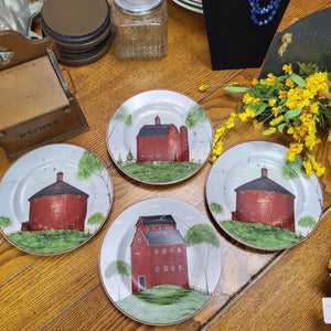 Warren Kimble Collectible Barn Plates, Set of 4 Farmhouse Decor Decorative Plates