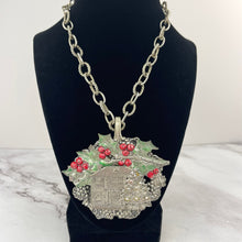 Load image into Gallery viewer, Holiday Statement Necklace Silver Spoon Art Jewelry Christmas Accessory