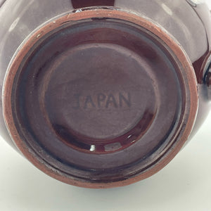 Vtg Brown Drip Glaze Japan Teapot Single Serve Espresso Redware Cottage Pottery
