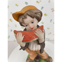 Load image into Gallery viewer, Capodimonte Porcelain Boy Eating Watermelon Figurine, Hand Painted Italian Boy