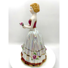 Load image into Gallery viewer, Vintage Porcelain Luster Girl Figurine, Ball Gown with Rose Details