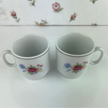 Load image into Gallery viewer, Vintage Tabletops Unlimited Set of 2 - Flat Bottom Floral Demitasse Cups, Vintage Espresso Mugs
