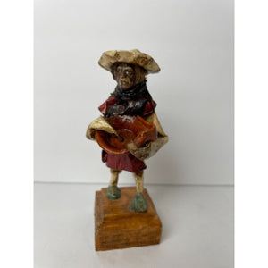 Mexican Folk Art Figurines Vintage Handmade Paper Mache Dolls Man with a Bowl
