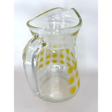 Load image into Gallery viewer, Mid Century 1960/70s Glass Pitcher, Yellow And White Retro Water Jug