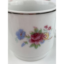 Load image into Gallery viewer, Vintage Tabletops Unlimited Set of 2 - Flat Bottom Floral Demitasse Cups, Vintage Espresso Mugs