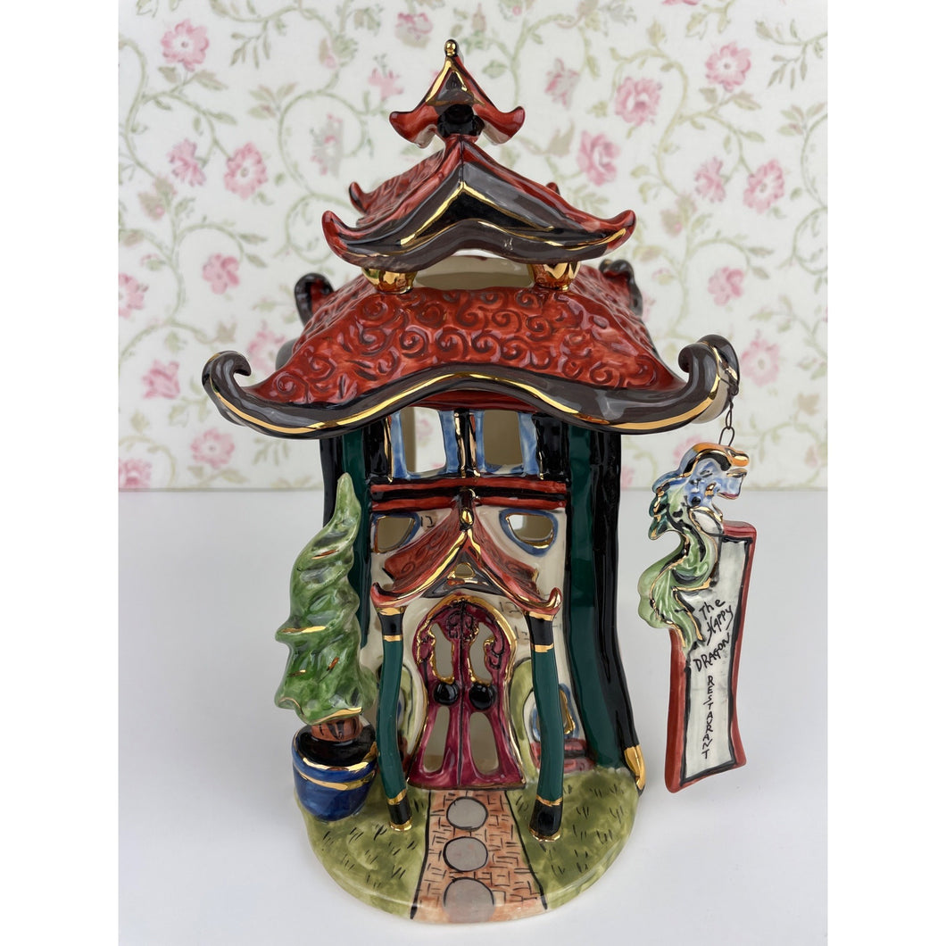 Blue Sky Clayworks Happy Dragon Restaurant Candle House by Heather Goldminc
