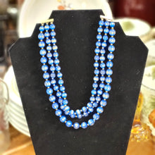 Load image into Gallery viewer, Vintage Triple Strand Moonglow Necklace - Elegant Retro Pearlescent Beaded Statement Jewelry