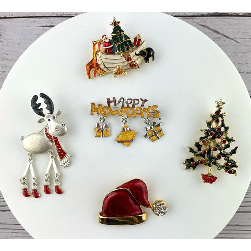 Christmas Pins, Variety of Holiday Brooches Festive Accessories, Sold Separately