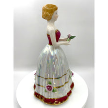 Load image into Gallery viewer, Vintage Porcelain Luster Girl Figurine, Ball Gown with Rose Details