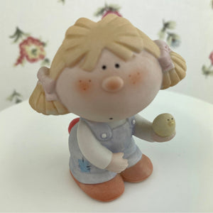 Vintage Bumpkins Girl with a Chick Ceramic Figurine by George Good.