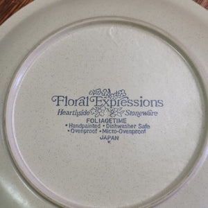 Retro Hearthside Stoneware, Floral Expressions Foliagetime Dinner Plate - Set of 2 Made in Japan