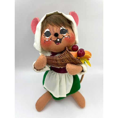 Annalee  Pilgrim Girl Mouse with Thanksgiving Cornucopia