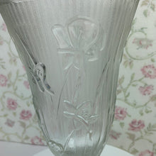 Load image into Gallery viewer, Vintage Jeannette Glass Iris and Herringbone Pattern Footed Flower Vase