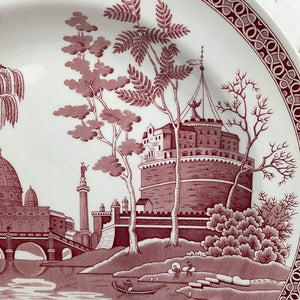 Spode Archive Collection Georgian Series 'Rome' Plate, Red/Cranberry and White Porcelain Collectible Plate