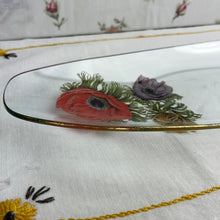 Load image into Gallery viewer, Vintage Chance Glass Fiestaware Anemone-Pattern Oval Glass Dish/Tray with Floral Design
