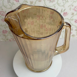 Vintage Marigold/Peach Lusterware Pitcher and Matching Tumblers