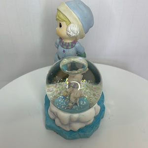 Precious Moments - Boy Skating with Bunny Snow Globe Figurine