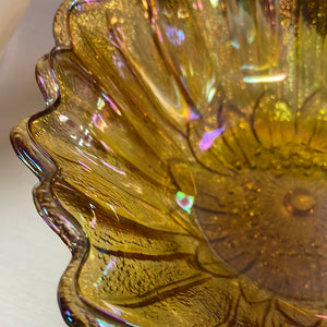 Vintage Marigold Amber Carnival Glass Bowl - Collectible Candy Dish