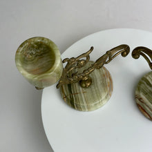 Load image into Gallery viewer, Vintage Onyx and Brass Candlestick Pair: Elegant Art Nouveau Home Decor Accent