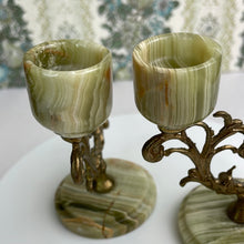 Load image into Gallery viewer, Vintage Onyx and Brass Candlestick Pair: Elegant Art Nouveau Home Decor Accent