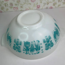 Load image into Gallery viewer, Blue Turquoise and White Pyrex Amish Butterprint Cinderella Mixing Bowls - Set of 4