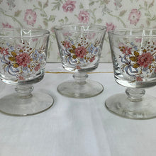 Load image into Gallery viewer, Vintage Floral Footed Juice Glasses/Sherbert Cups - Set of 3