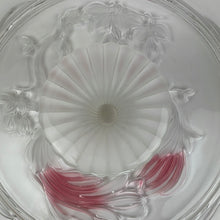 Load image into Gallery viewer, Vintage Mikasa Frosted Glass Pedestal Cake Platter with Peacock Relief