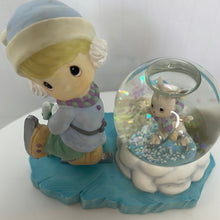 Load image into Gallery viewer, Precious Moments - Boy Skating with Bunny Snow Globe Figurine