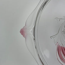 Load image into Gallery viewer, Vintage Mikasa Frosted Glass Pedestal Cake Platter with Peacock Relief
