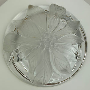 Vintage Mikasa Studio Nova Crystal Round Candy/Nut dish with Poinsettia Relief