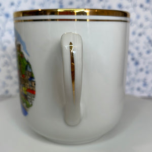 Vintage Salzburg Austria Souvenir Coffee Mug with Gold Rim and Holy Roman Empire, European Palaces and Castles