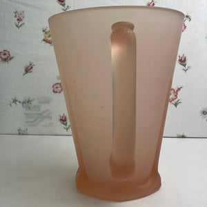 Vintage Pink Frosted Satin Patio Pitcher with Ice Lip by Tiara Exclusives Indiana Glass