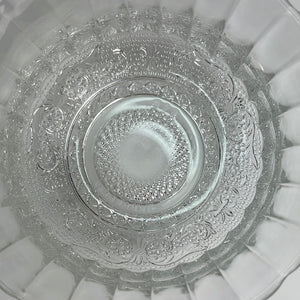 Kig Malaysia Glass Bowls with Fleur de Lis Pattern, Mid Century Glassware