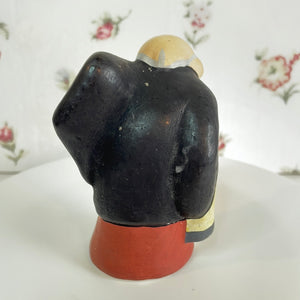 Vintage Japanese Hakata Urasaki Clay Doll Figurine - Old Man with a Lantern