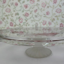 Load image into Gallery viewer, Vintage Mikasa Frosted Glass Pedestal Cake Platter with Peacock Relief