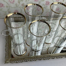 Load image into Gallery viewer, Vintage Blown Glass Mugs with Loop Handles and Gold Rim - Set of 6 Irish Coffee Mugs