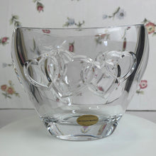 Load image into Gallery viewer, Vintage Teleflora Lead Crystal Bowl Vase with Engraved Hearts