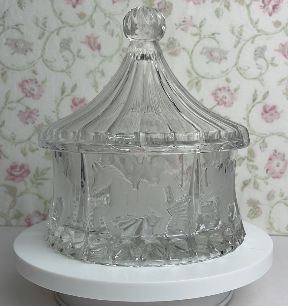 Crystal Legends by Godinger Circus Tent Lidded Candy Dish, Made in Poland