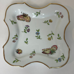 Vintage I. Godinger & Co Primavera Butterfly/Botanical Gardens Square Bread Plates, Set of 2
