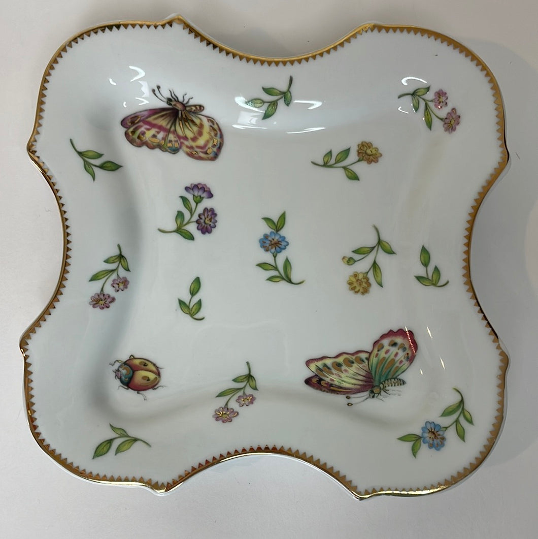 Vintage I. Godinger & Co Primavera Butterfly/Botanical Gardens Square Bread Plates, Set of 2