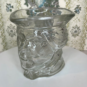 Vintage Avon Paul Revere Candle Holder, Clear Glass American Revolution Americana Decor