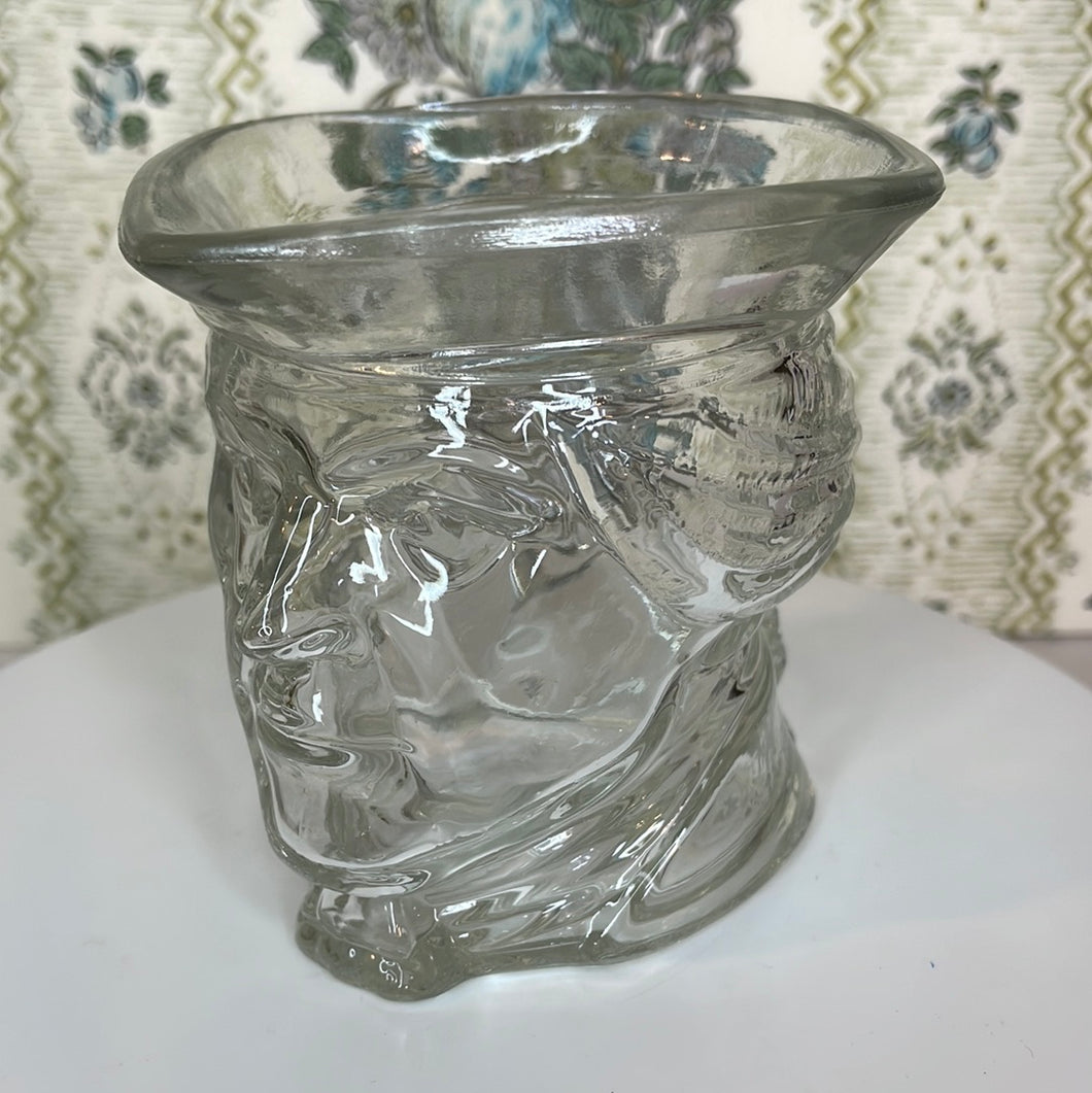Vintage Avon Paul Revere Candle Holder, Clear Glass American Revolution Americana Decor